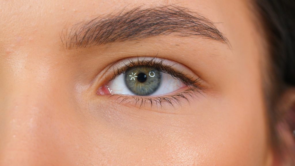 close up of female eyebrow