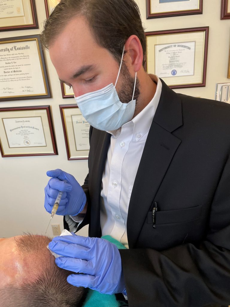 Dr. Montague injecting PRP for hair loss