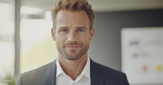 middle aged man smiling at the camera